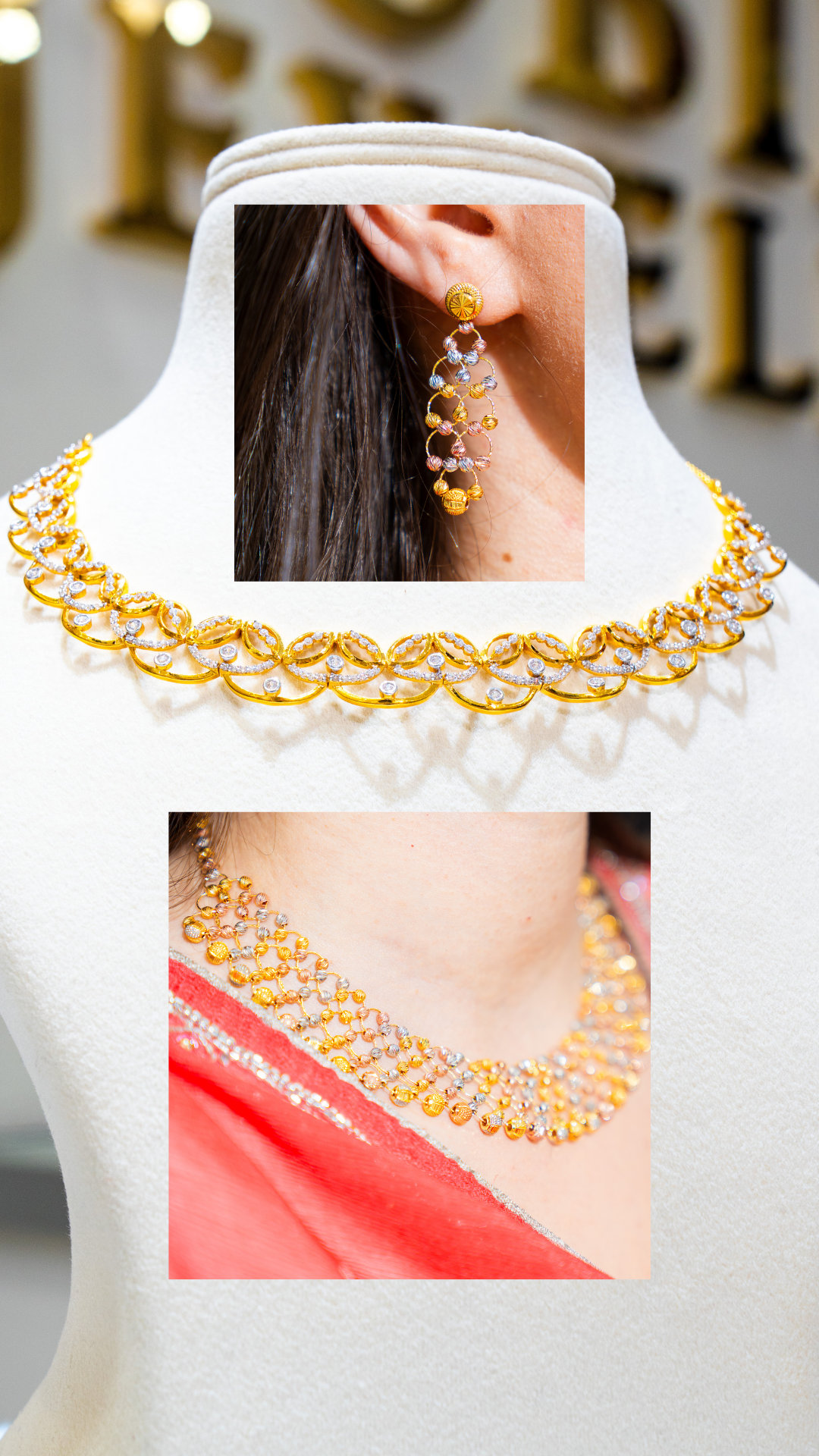 22K Airy White and Pink Meena Jewelry sets with Exquisite Detail