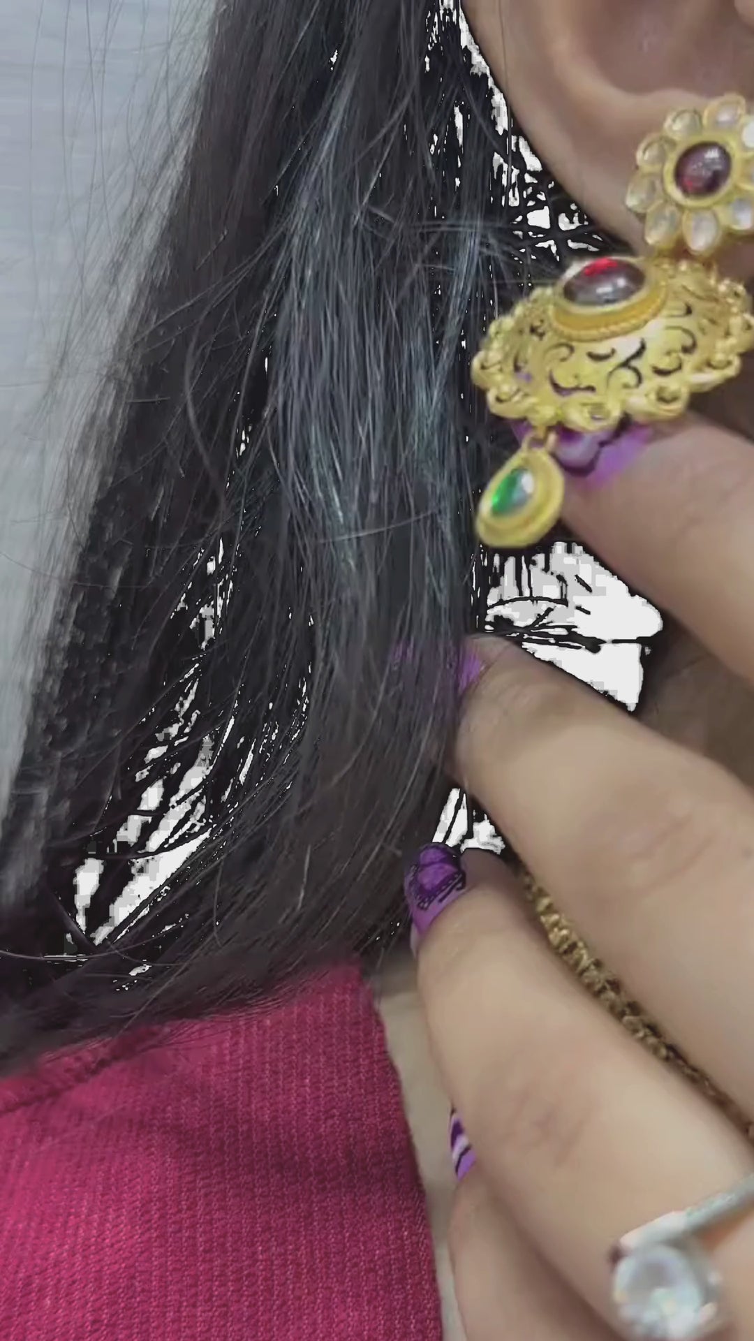 Antique Kundan Set with Red stone 22K