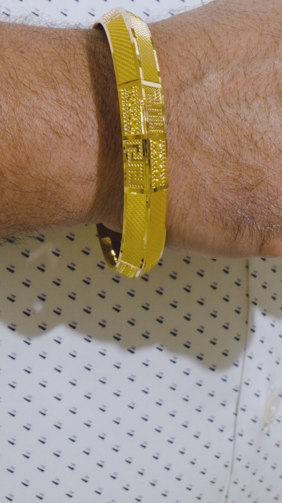 22K Men's Gold Kada with Versace inspired Design