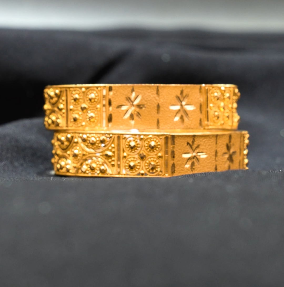 Laser Engraved Bangles Traditional Style 22K