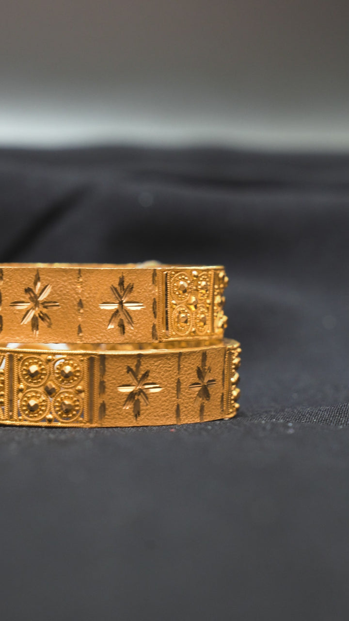 Laser Engraved Bangles Traditional Style 22K