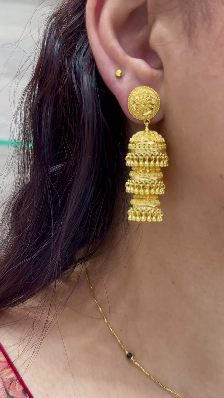 Triple Layer and Large Chandelier style Women's Jhumki 22K